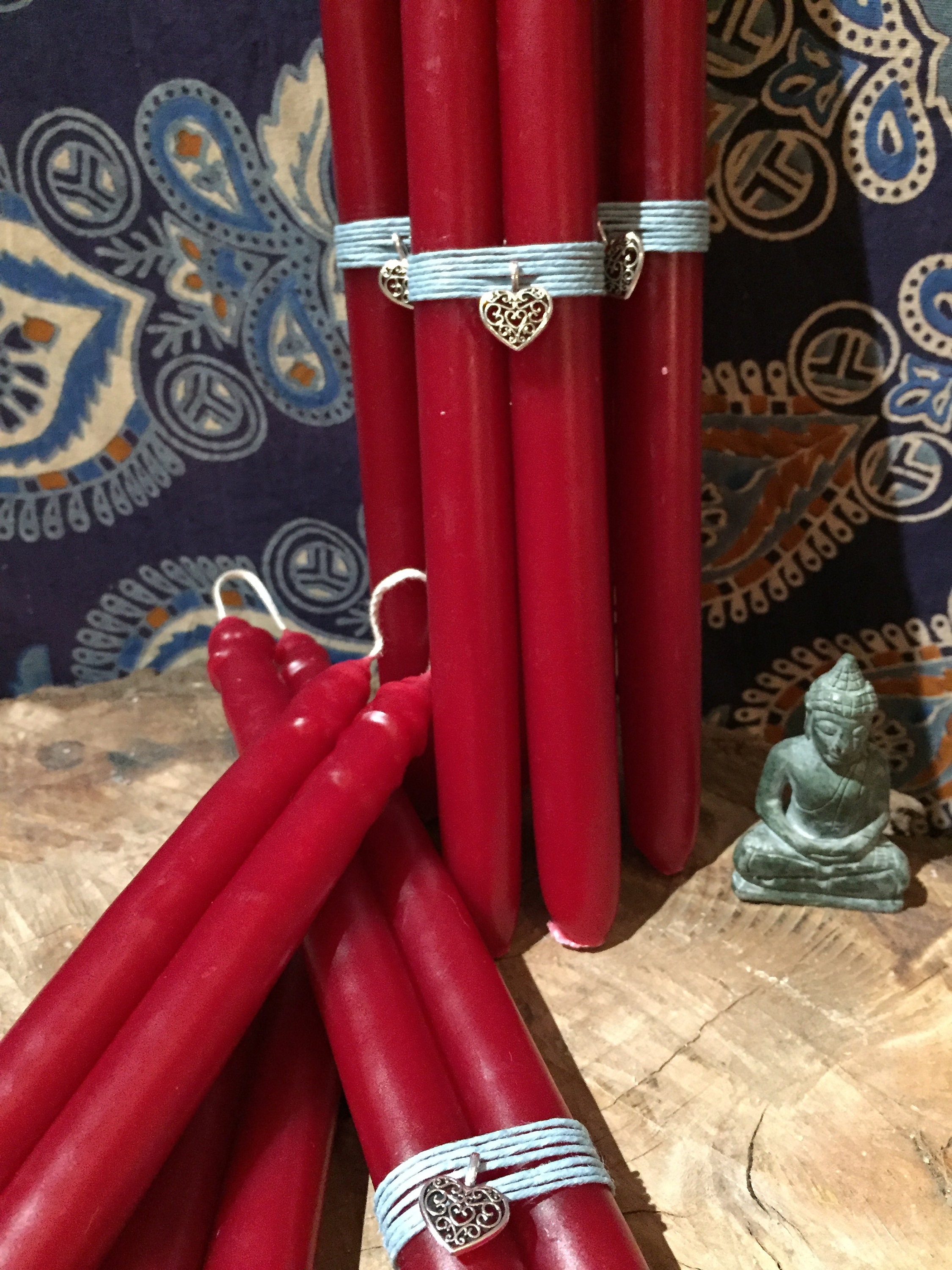Red Taper Candlesred Candleshand Made Candleshand Dipped Etsy
