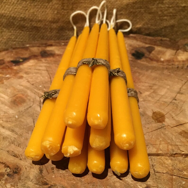 Medium Pure Beeswax Candles. Pure Beeswax Tapers. Hand Dipped Etsy