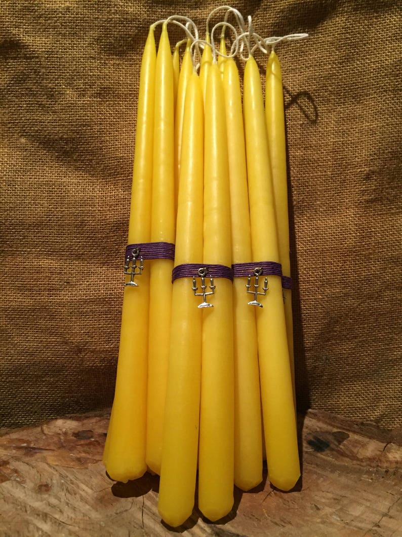 Pair of Yellow Taper Candles Hand Dipped Paraffin Wax Candles Etsy