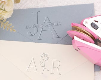 Wedding Invitation Embosser, Custom Monogram Design, Personalized Invitation Stamp, Wedding Stationery, Bride & Groom Gift, Napkin Embosse