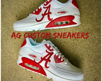Custom Alabama Crimson Tide Air Max Sneakers - White