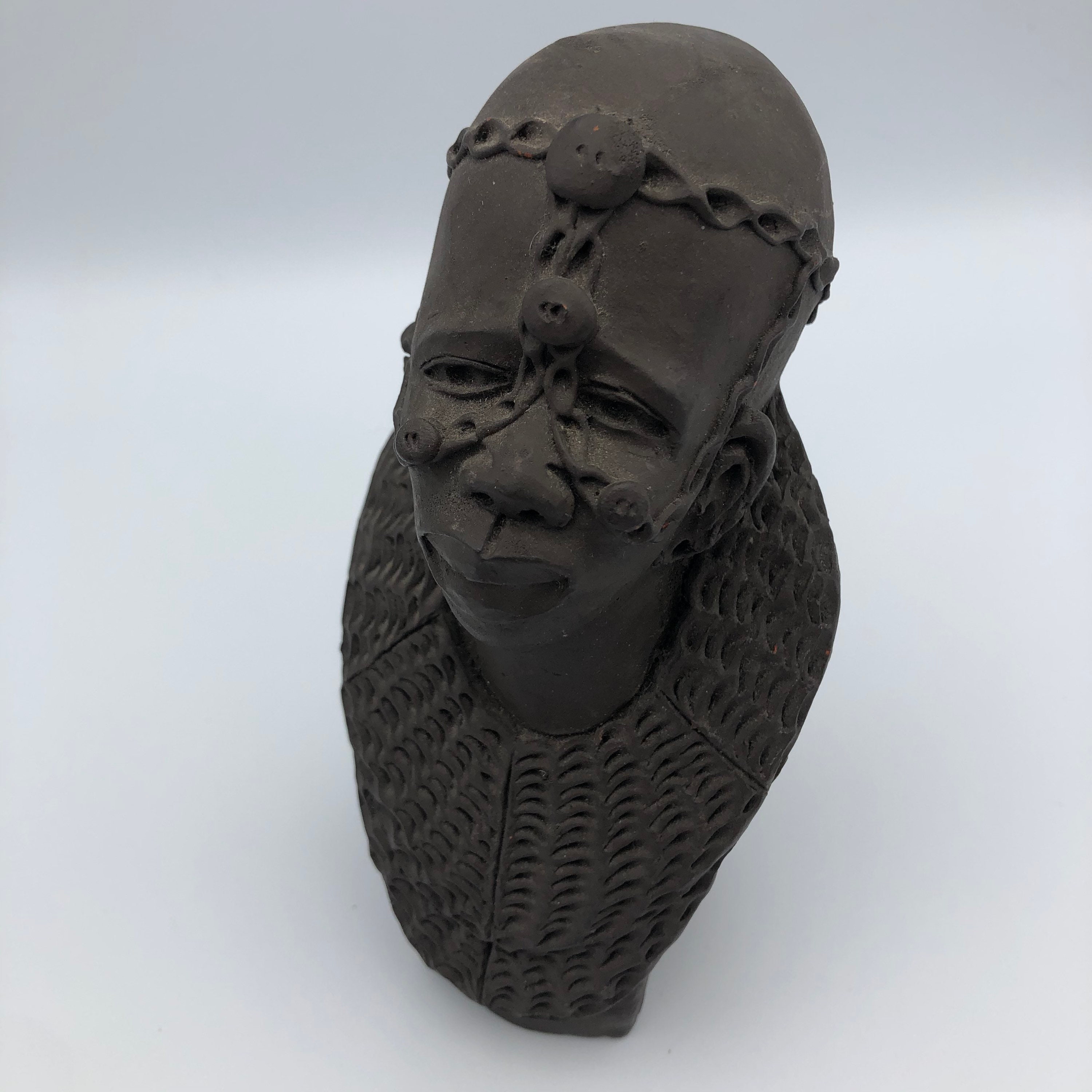 Kenya Masai Woman Bust Sculpture Clay Pottery African Signed Etsy