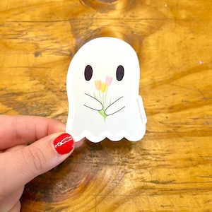Ghost tulip sticker - water resistant vinyl sticker