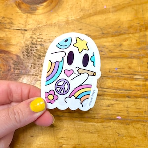 Pot head ghost sticker - water resistant vinyl sticker