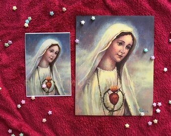 PRINT of Our Lady of Fatima Oil Painting Free Shipping Saint Portrait Catholic Religious Art Virgin Mary Classic Contemporary Artwork