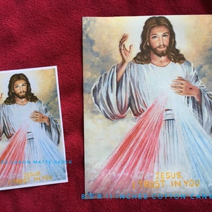 IMPRESSION de la peinture à l'huile de la Miséricorde divine livraison gratuite Saint Portrait vintage carte sainte Art religieux catholique sacré-coeur de Jésus-Christ