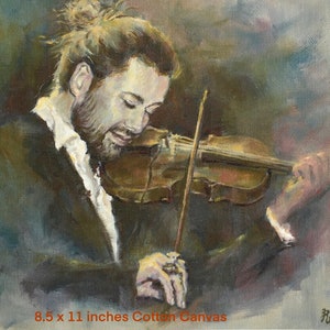 PRINT of David Garrett Oil Portrait Free Shipping 8.5x11 or 5x7 inches Music Lover Gift German Violinist image 2