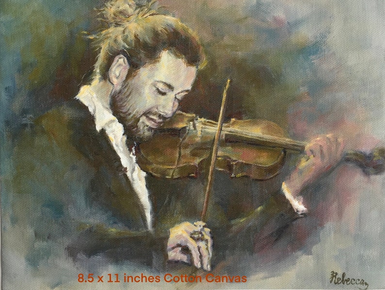 PRINT of David Garrett Oil Portrait Free Shipping 8.5x11 or 5x7 inches Music Lover Gift German Violinist image 2