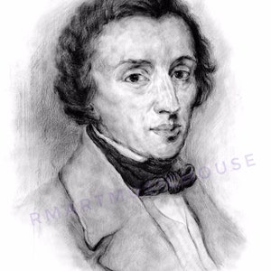 PRINT of Frederic Chopin Portrait Free Shipping Polish Composer Virtuoso Pianist of the Romantic Era Nocturne Polonaise Etude Musician Piano