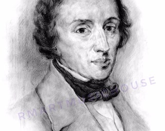 PRINT of Frederic Chopin Portrait Free Shipping Polish Composer Virtuoso Pianist of the Romantic Era Nocturne Polonaise Etude Musician Piano