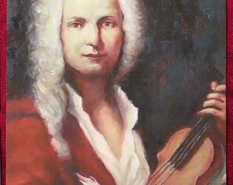 PRINT of Antonio Vivaldi Portrait Free Shipping 5x7 and 8.5x11 inches Italian Composer Violinist Great Musician Contemporary Art
