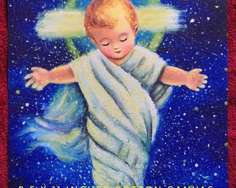 IMPRESSION de l'enfant Jésus peinture à l'huile livraison gratuite Saint Portrait art religieux catholique cadeau de Noël vintage carte sainte fête de la nativité