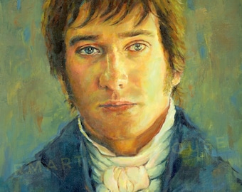 PRINT of Mr Darcy Oil Painting Free Shipping Pride and Prejudice Jane Austen Novel Matthew Macfadyen Portrait Celebrity Contemporary Art
