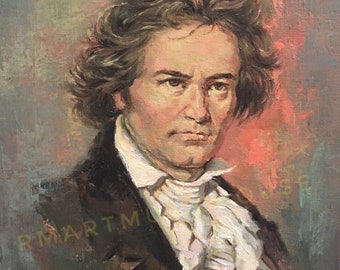 PRINT of Ludwig Van Beethoven Oil Painting Free Shipping German Composer Pianist Musician Portrait Classical Period Contemporary Art