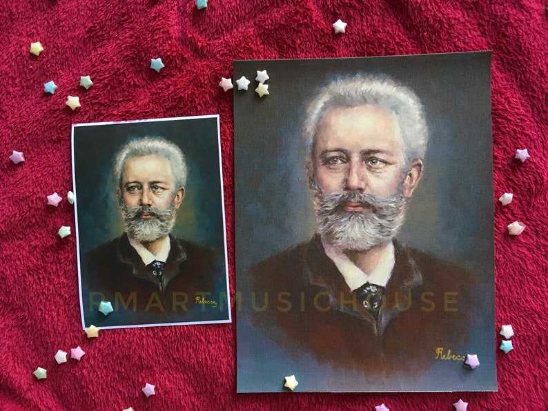 PRINT of Tchaikovsky Oil Painting Free Shipping Great Russian Composer Musician Pianist Portrait Music Lover Gift Romantic Period image 1