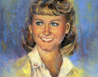 PRINT of Olivia Newton John Oil Painting 8.5x11 inches or 5x7 inches Free Shipping Grease1978 Contemporary Art Bee Gees Music