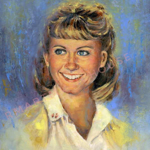 PRINT of Olivia Newton John Oil Painting 8.5x11 inches or 5x7 inches Free Shipping Grease1978 Contemporary Art Bee Gees Music