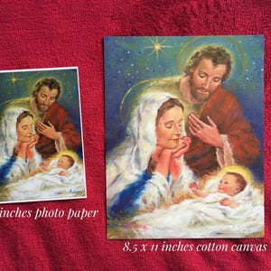 AFDRUK van een olieverfschilderij van de Heilige Familie gratis verzending Heilige Maria Heilige Jozef Jezus Christus portret hedendaagse kunst kerstschilderij