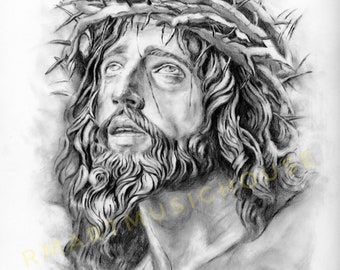 PRINT of Crucifixion of Jesus Christ 5x7 , 8.5x11 Canon Matte Paper, 9x12 Bristol Paper, Free Shipping, Religious Art, Easter Holiday Gift