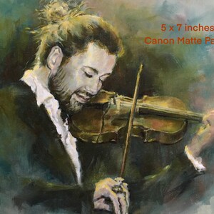 PRINT of David Garrett Oil Portrait Free Shipping 8.5x11 or 5x7 inches Music Lover Gift German Violinist image 4