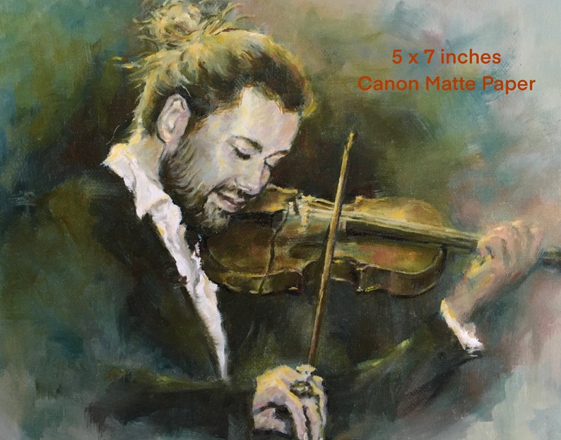 PRINT of David Garrett Oil Portrait Free Shipping 8.5x11 or 5x7 inches Music Lover Gift German Violinist image 4