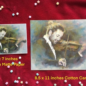 PRINT of David Garrett Oil Portrait Free Shipping 8.5x11 or 5x7 inches Music Lover Gift German Violinist image 1