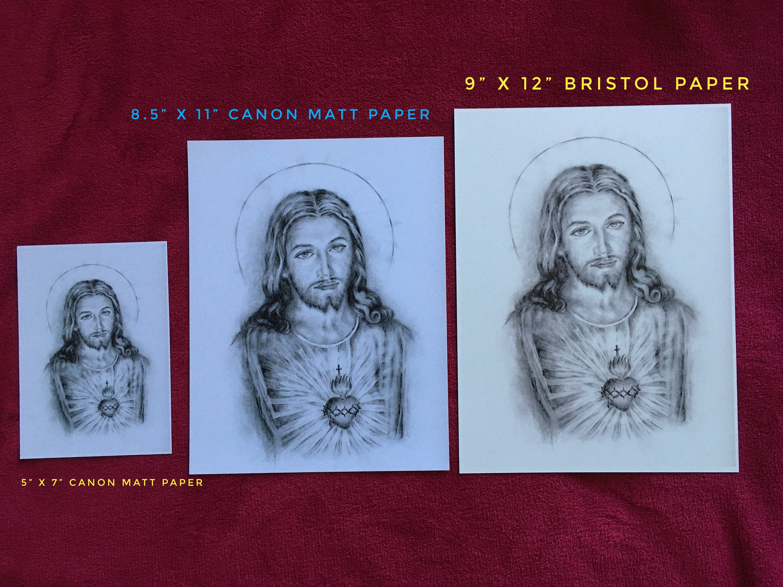 PRINT of the Sacred Heart of Jesus Christ Pencil Drawing 5x7, 8.5x11 ...