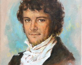 IMPRESSION de Colin Firth dépeint M. Darcy Orgueil et Préjugés 1995 Peinture à l'huile livraison gratuite Portrait de célébrité Jane Austen célèbre roman