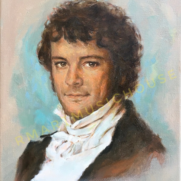 DRUCK von Colin Firth porträtierte Mr. Darcy Pride and Prejudice 1995 Ölgemälde Kostenloser Versand Promi-Portrait Jane Austen Berühmter Roman