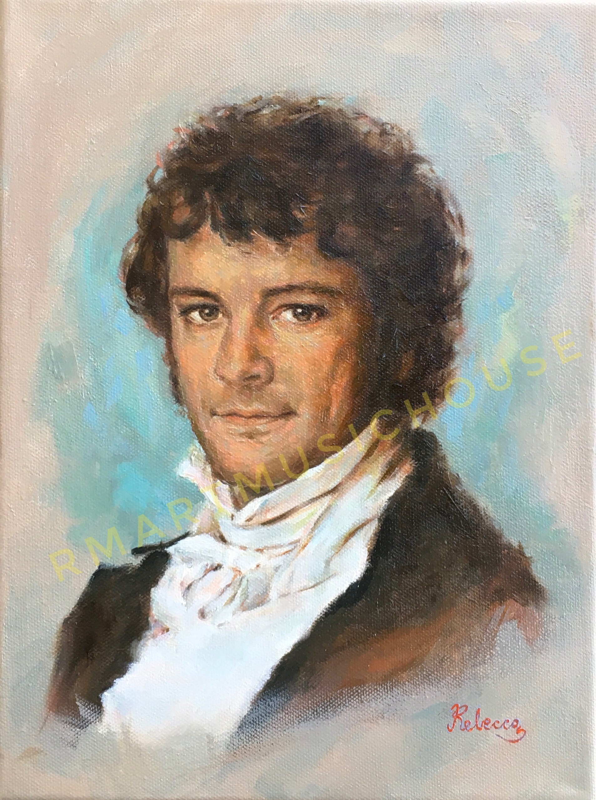 PRINT of Colin Firth Portrayed Mr Darcy Pride and Prejudice 1995 Oil Painting Free Shipping Celebrity Portrait Jane Austen Famous Novel
