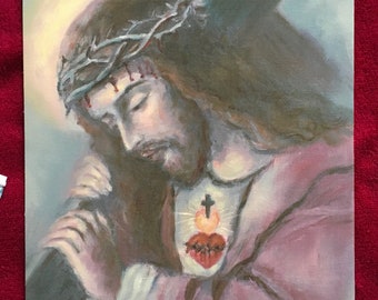 PRINT of Jesus Christ Crucifixion Oil Painting Free Shipping Catholic Religious Art Saint Portrait Easter Gift