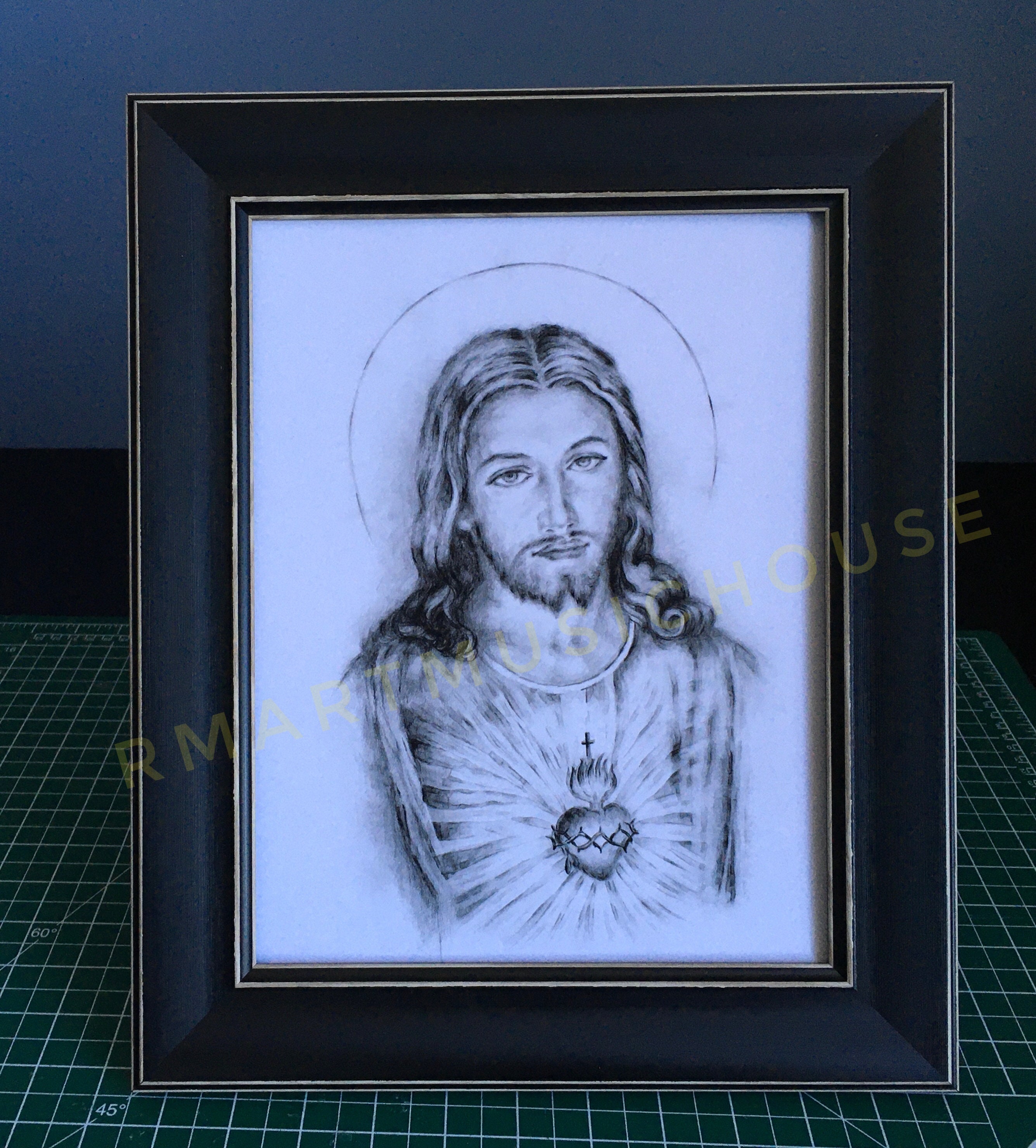PRINT of the Sacred Heart of Jesus Christ Pencil Drawing 5x7, 8.5x11 ...