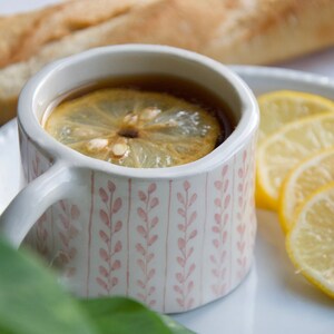 "MUG" CUP in White Ceramic Made and Painted by Hand - Cup for Breakfast, Tea or Coffee