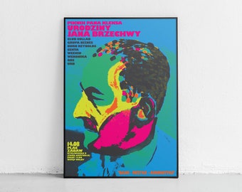 Jan Brzechwa Poster Portrait Illustration Colorful Poster Poet Poster Poet Illustration