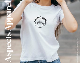 Coffee T-Shirt, Hand-Drawn Caffeine Design, Java Shirt