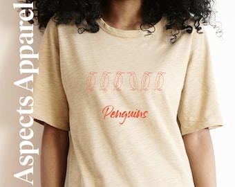 Penguin Line Graphic Tee, Minimalist Animal Shirt