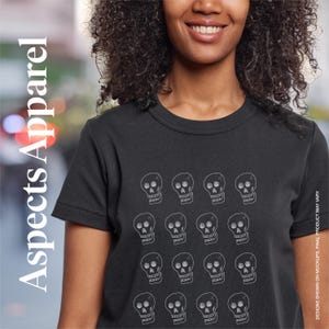 Skull Pattern Unisex T-Shirt, Cool Hand Drawn Tee, Edgy Skeleton Shirt, Gothic Graphic Top, Halloween Clothing