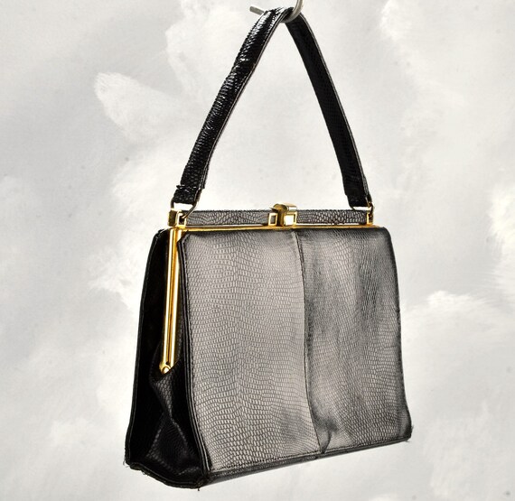 Black Lizard Skin Handbag