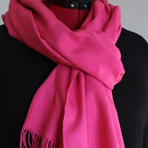 100% Pure Mulberry Silk Handwoven Scarf Raspberry Pink Natural Silk Shawl