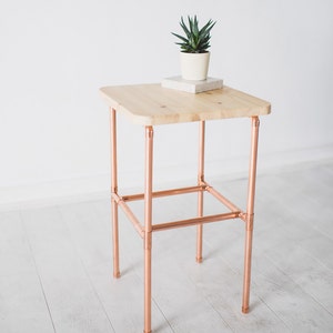 Copper and Pine Bedside Table Nightstand imagem 2