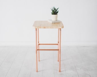 Copper and Pine Bedside Table - Nightstand