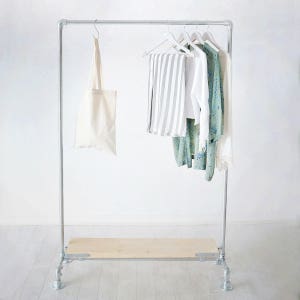 Galvanised Steel Industrial Clothing Rail / Garment Rack / Clothes Storage With Shelf image 1
