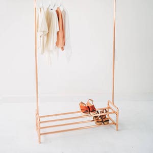 Copper Pipe Clothing Rail With Two Tier Shoe Rack/ Garment Rack / Clothes Storage image 1