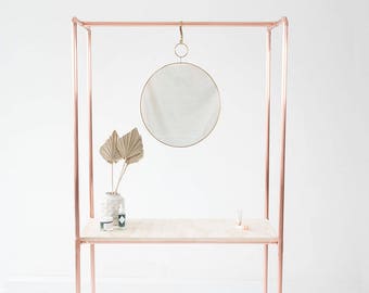 Copper Console Table with Frame and Pine Plywood Table Top