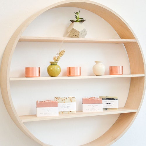 Birch Plywood Circle Round Statement Wall Shelf Etsy