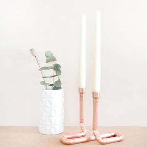 Copper Pipe Candle Holder Duo - Perfect For Wedding Centerpieces
