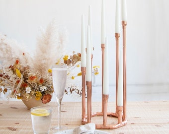 Copper Octagon Statement Candle Holder Tall Centrepiece