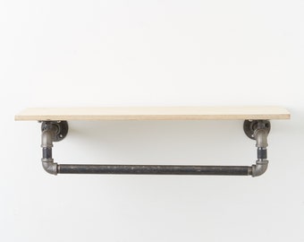 Wall Mounted Shelf with Hanging Rail / Coat Rack / Clothes Hanging