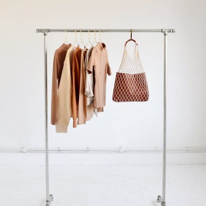 Silver Iron Minimal Rail / Clothing Rack / Garment Display image 1