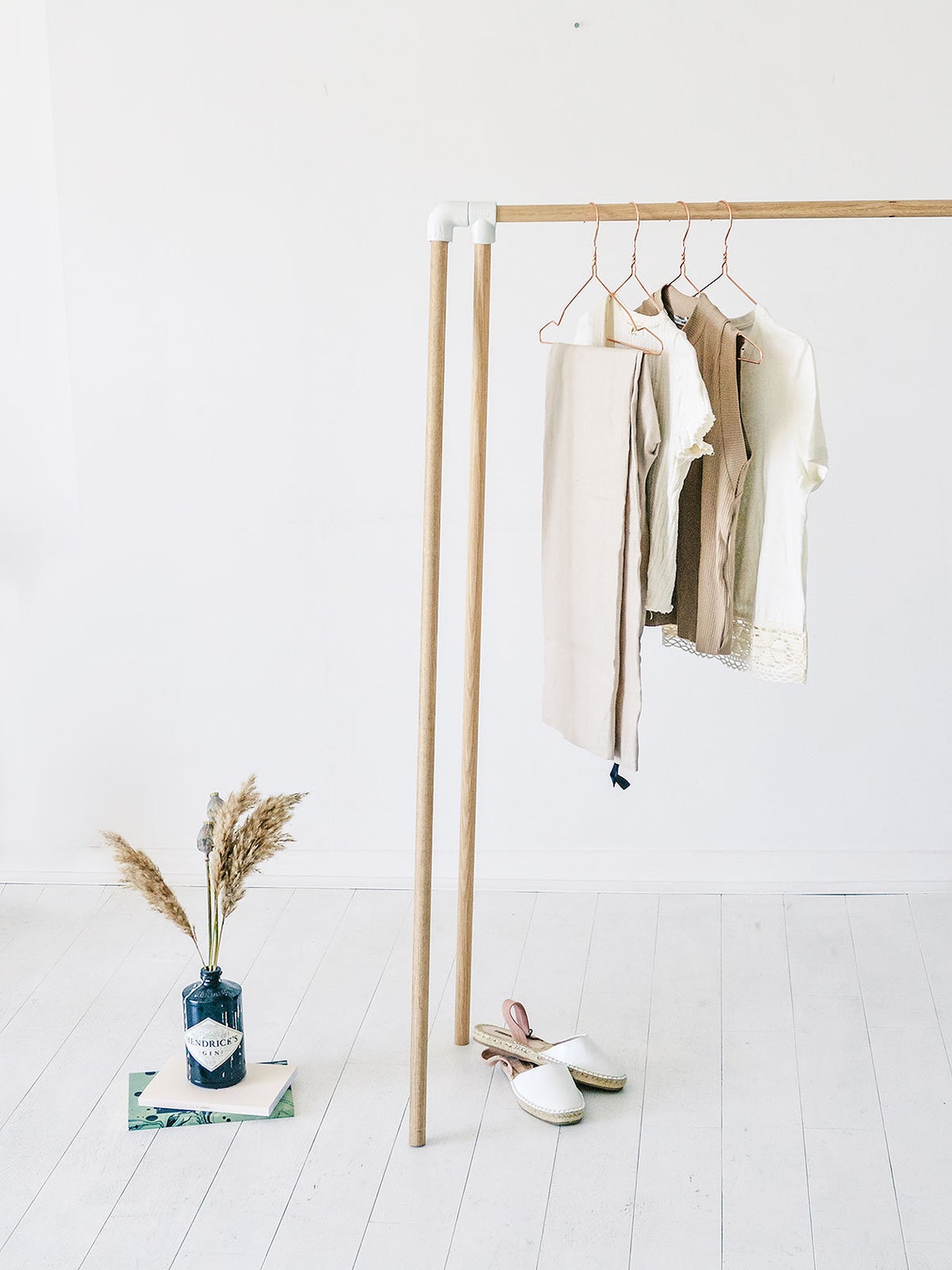 A Frame Solid Oak Clothing Rail With off White Detailing / Etsy